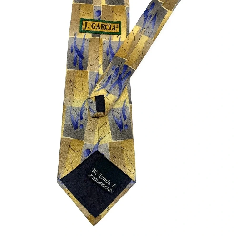 J. Garcia 100% Silk Ties Lot‎ 3 Abstract Pattern Blue Yellow Brown